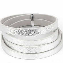 Cuir 10 mm Argent 1 m&egrave;tre