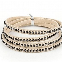 Cuir 06 mm Ivoire incrust&eacute; de cristaux en strass 1 m&egrave;tre