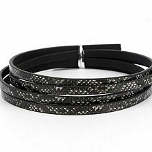 Cuir 05 mm Noir dessin peau de serpent 1 m&egrave;tre