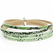 Cuir 05 mm Vert dessin peau de serpent 1 m&egrave;tre