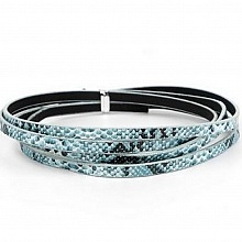 Cuir 05 mm Bleu dessin peau de serpent 1 m&egrave;tre
