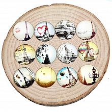 Lot 20 cabochons rond en verre 25mm Tour Eiffel 03 mixte Glass cabochon 