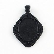 2 supports cabochons de 25 X 18 mm Noir, pendentifs cabochons 304-20
