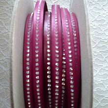 Cuir DD-Fuxia de 10 mm Strass Swarovski par 20 cm