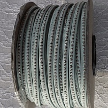 Cuir Bille Bleu Pastel de 06 mm avec cha&icirc;nette bille nickel free par 20 cm