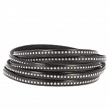 Cuir Bille Noir de 06 mm avec cha&icirc;nette bille nickel free par 20 cm