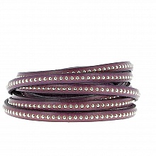 Cuir Bille Prune de 06 mm avec cha&icirc;nette bille nickel free par 20 cm
