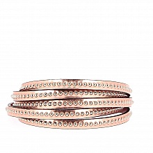 Cuir Bille miroir Dor&eacute; Ros&eacute; de 06 mm avec cha&icirc;nette bille nickel free par 20 cm