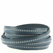 Cuir Bille Bleu Lion de 10 mm avec cha&icirc;nette bille nickel free par 20 cm