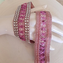 Ruban Strass N&deg;06 Argent et Rose par 0.50 cm.