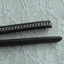 Cuir R&eacute;galiz Noir de 10 mm avec cha&icirc;ne Argent par 20 cm