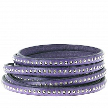 Cuir Bille Violet de 06 mm avec cha&icirc;nette bille nickel free par 20 cm