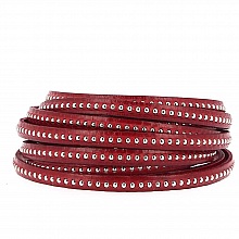 Cuir Bille Flamme de 06 mm avec cha&icirc;nette bille nickel free par 20 cm