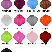 Perle Lucite Forme Lampion Stri&eacute;e Rose Clair
