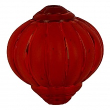 Perle Lucite Forme Lampion Stri&eacute;e Rouge