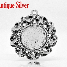 1 support cabochon 14 mm N&deg;01 Argent