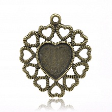 1 support cabochon Coeur N&deg;01 Bronze