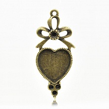 1 support cabochon Coeur N&deg;03 Bronze