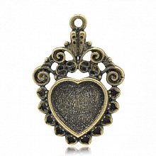 1 support cabochon Coeur N&deg;04 Bronze