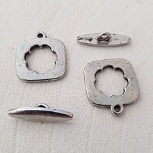 5 Fermoirs Toggle Motif Rond Argent N&deg;09