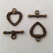 5 Fermoirs Toggle Motif Coeur Bronze N&deg;16