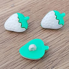 Boutons fantaisie, enfants, b&eacute;b&eacute;s Motif fraise N&deg;06 vert et Beige