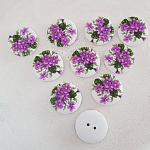 Bouton en bois fleurs 30 mm N&deg;07 x 10 pi&egrave;ces