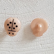 Boutons fantaisie, enfants, b&eacute;b&eacute;s Motif Coccinelle N&deg;01-02 Beige