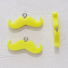 Breloque pendentif Moustache N&deg;10 Jaune fluo