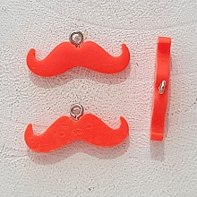 Breloque pendentif Moustache N&deg;12 Orange fluo