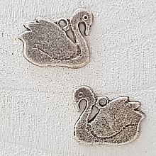 Breloque Cygne en m&eacute;tal argent-01 Pendentif Cygne