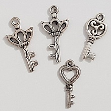 Breloque Clef N&deg;34 Argent lot de 4 pi&egrave;ces