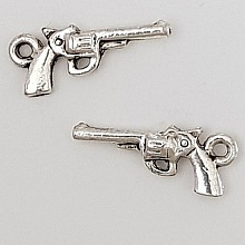 Breloque revolver pistolet N&deg;01 Argent x 10 pi&egrave;ces