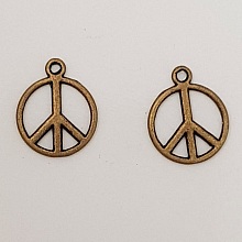 Breloque Peace & Love N&deg;07 Bronze x 10 pi&egrave;ces.