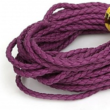 5 m&egrave;tres Cordon rond simili cuir tress&eacute; Pourpre 3 mm