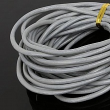 1 m&egrave;tre Cordon rond cuir lisse Gris 3 mm