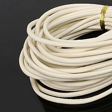 1 m&egrave;tre Cordon rond cuir lisse Ivoire 3 mm