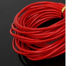 1 m&egrave;tre Cordon rond cuir lisse Rouge 3 mm