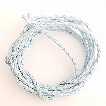 1 m&egrave;tre Cordon rond simili cuir tress&eacute; Bleu Clair 3 mm