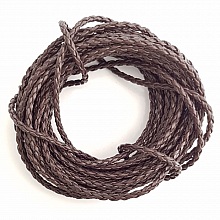 1 m&egrave;tre Cordon rond simili cuir tress&eacute; Marron Fonc&eacute; 3 mm