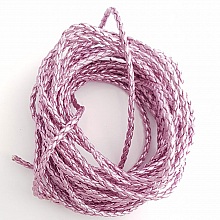 1 m&egrave;tre Cordon rond simili cuir tress&eacute; Mauve Argent&eacute; 3 mm