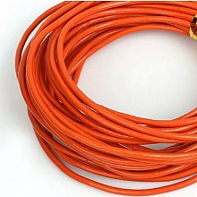 1 m&egrave;tre Cordon rond cuir lisse Orange 2 mm
