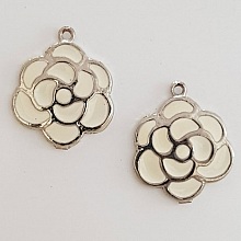 Breloque Fleur M&eacute;tal N&deg;030 Argent