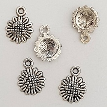 Breloque Fleur M&eacute;tal N&deg;037 Argent