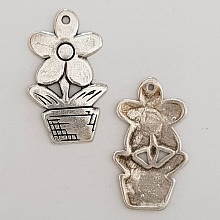 Breloque Fleur M&eacute;tal N&deg;056 Argent