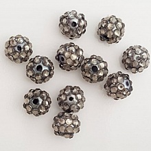 Perle acrylique et strass 10 mm style shamballa N&deg;05