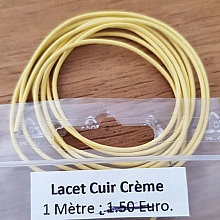 1 m&egrave;tre Cordon rond cuir lisse Cr&egrave;me 1 mm