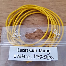 1 m&egrave;tre Cordon rond cuir lisse Jaune 1 mm