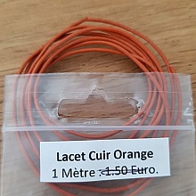 1 m&egrave;tre Cordon rond cuir lisse Orange 1 mm
