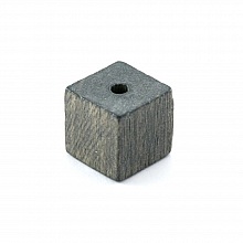 10 Perles Bois Cube / Carr&eacute; 10 mm Gris Fonc&eacute;